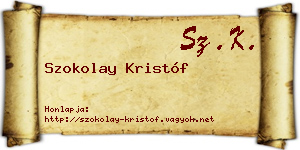 Szokolay Kristóf névjegykártya