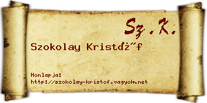 Szokolay Kristóf névjegykártya